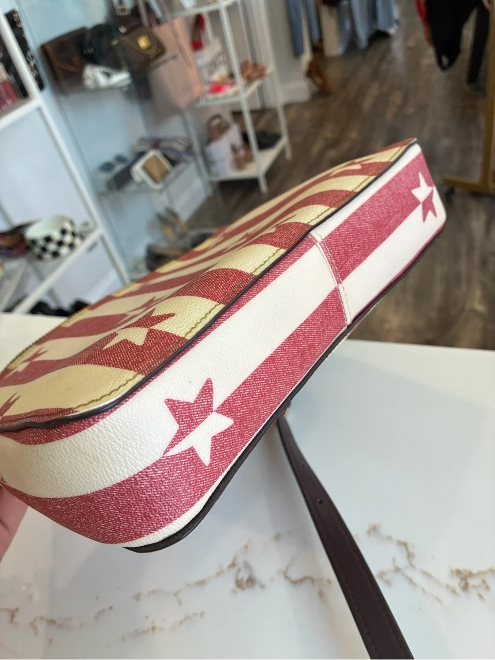 Coach Red and White Star Stripe Crossbody Bag